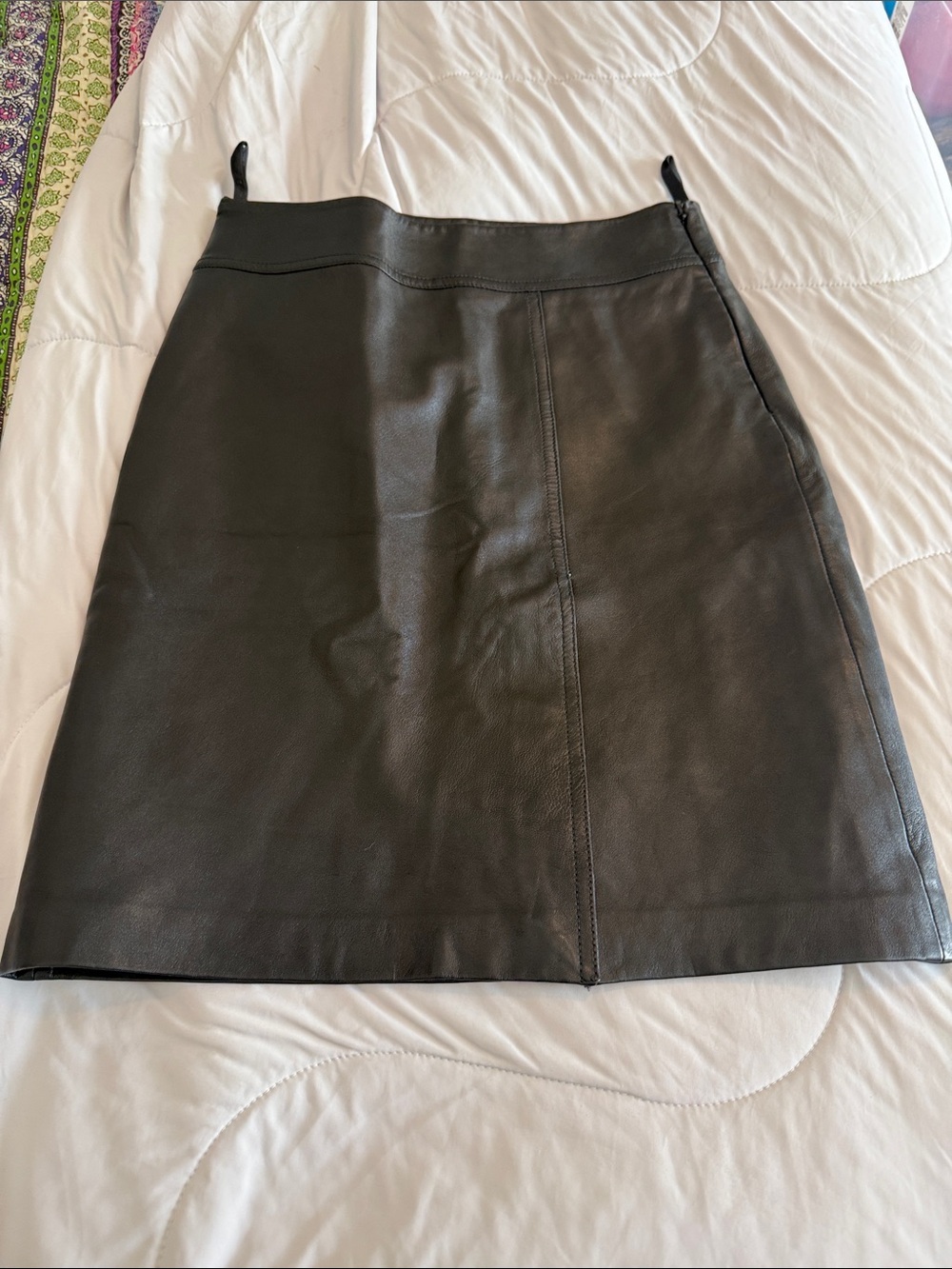Lux Black Leather A-Line Mini Skirt